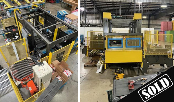 333077 - (1) ONE COLUMBIA LOW LEVEL CASE PALLETIZER WITH HIGHLIGHT WRAPPER